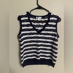 St John Sport Sweater Vest Sleeveless Pullover Size Small Black White Wool Blend